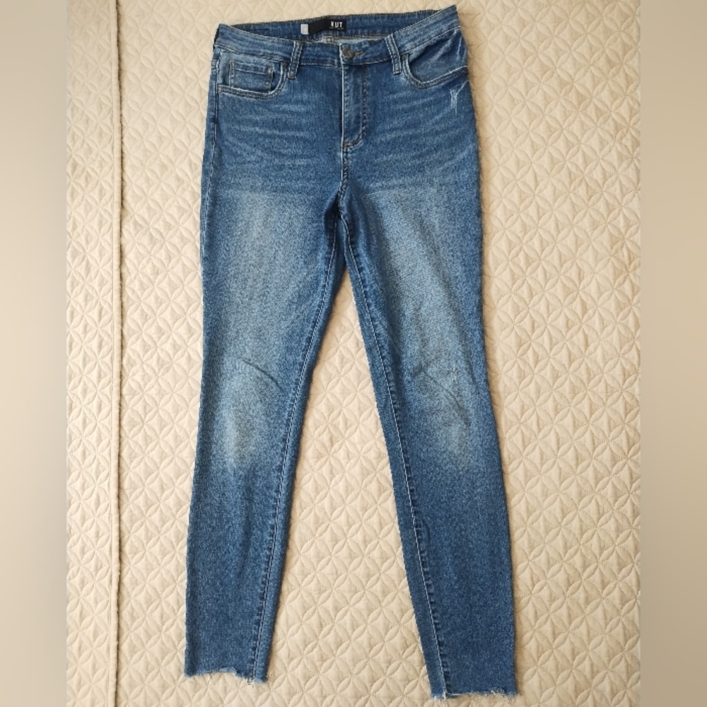 Kut From The Kloth | Blue Skinny Distressed Raw Hem Jeans